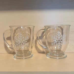 2 Snowflake Glass Mugs ❄️
